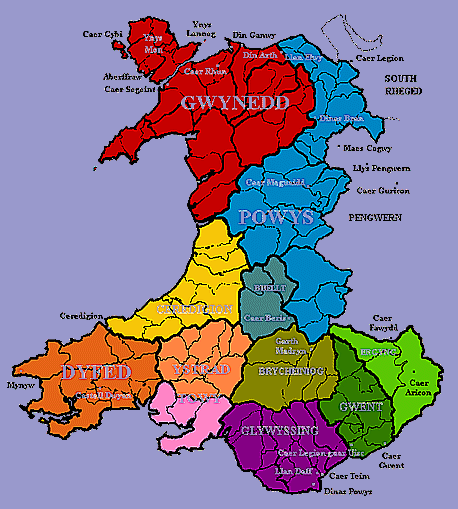 Карта расселения кланов Уэльса